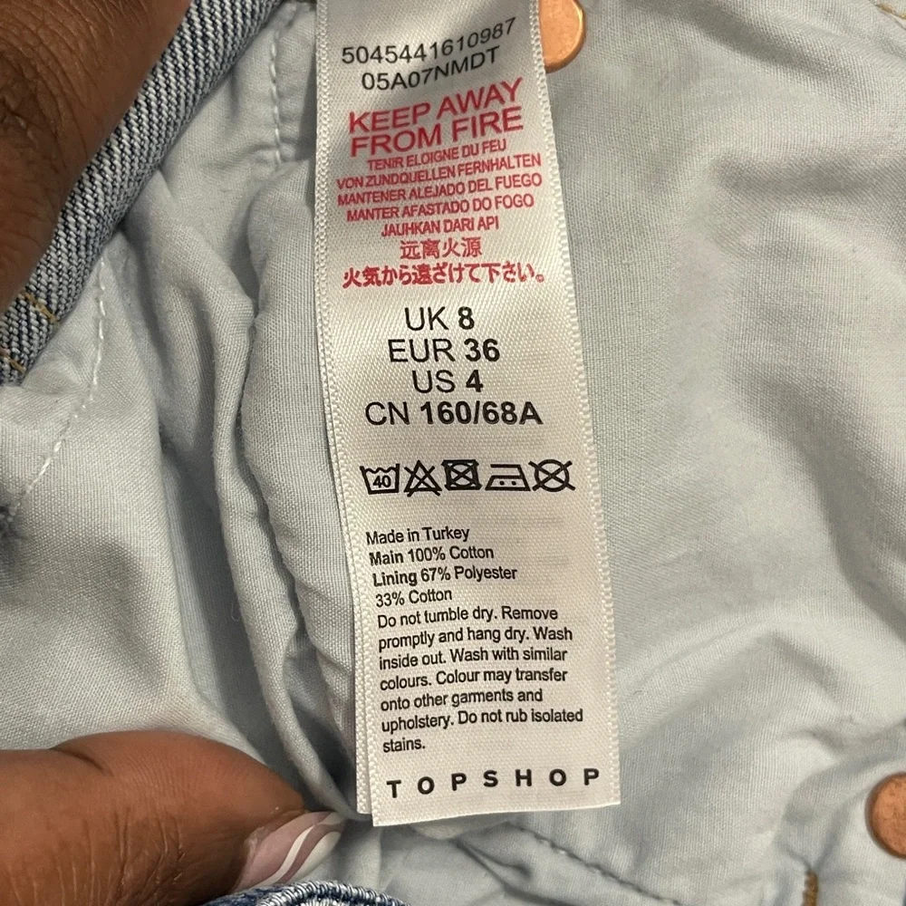 Topshop Womens Jean Shorts Size 4 Blue Kiri Denim Cut Off